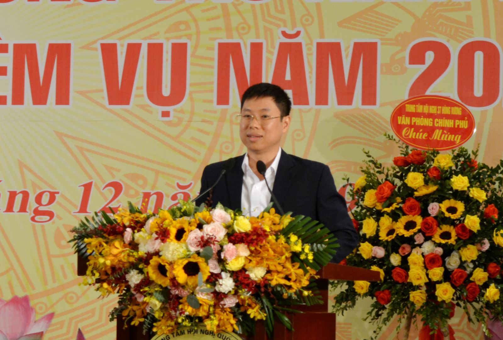Phó Cục trưởng Cục Quản trị VPCP Phạm Kỳ Trung tham gia phát biểu tại Hội nghị. Ảnh: Hoàng Anh